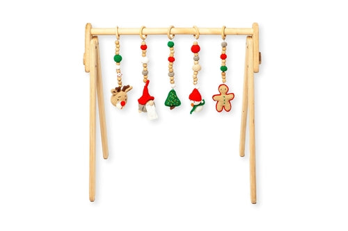 Montessori Baby Gym & Hanging Toys Set | Wooden Play Gym for Babies